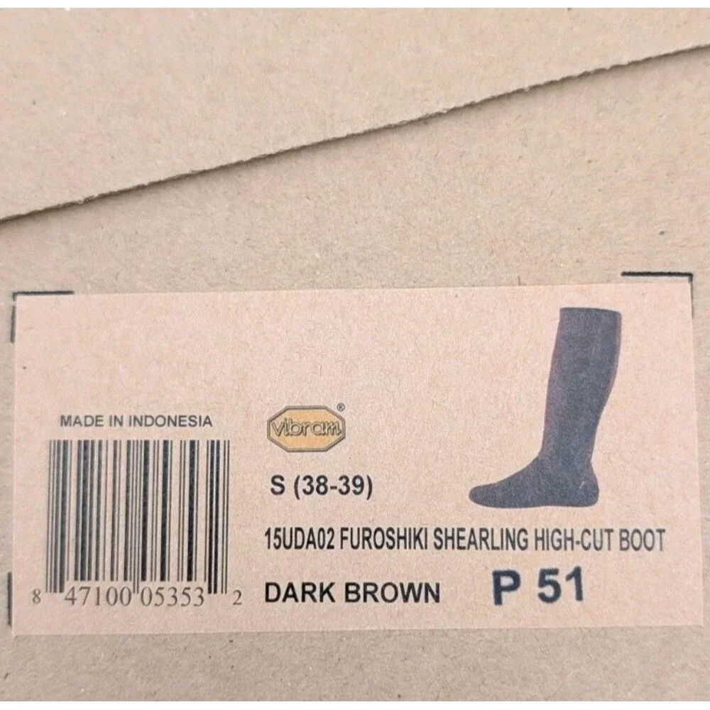 Vibram Furoshiki Shearling High Boots Womens 38-39 US 7-8 Dark Brown Wrap NEW